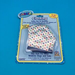 Webkinz KinzStyle Polka Dot PJ Bottoms WE000065 New Sealed with Unused Code Y2K